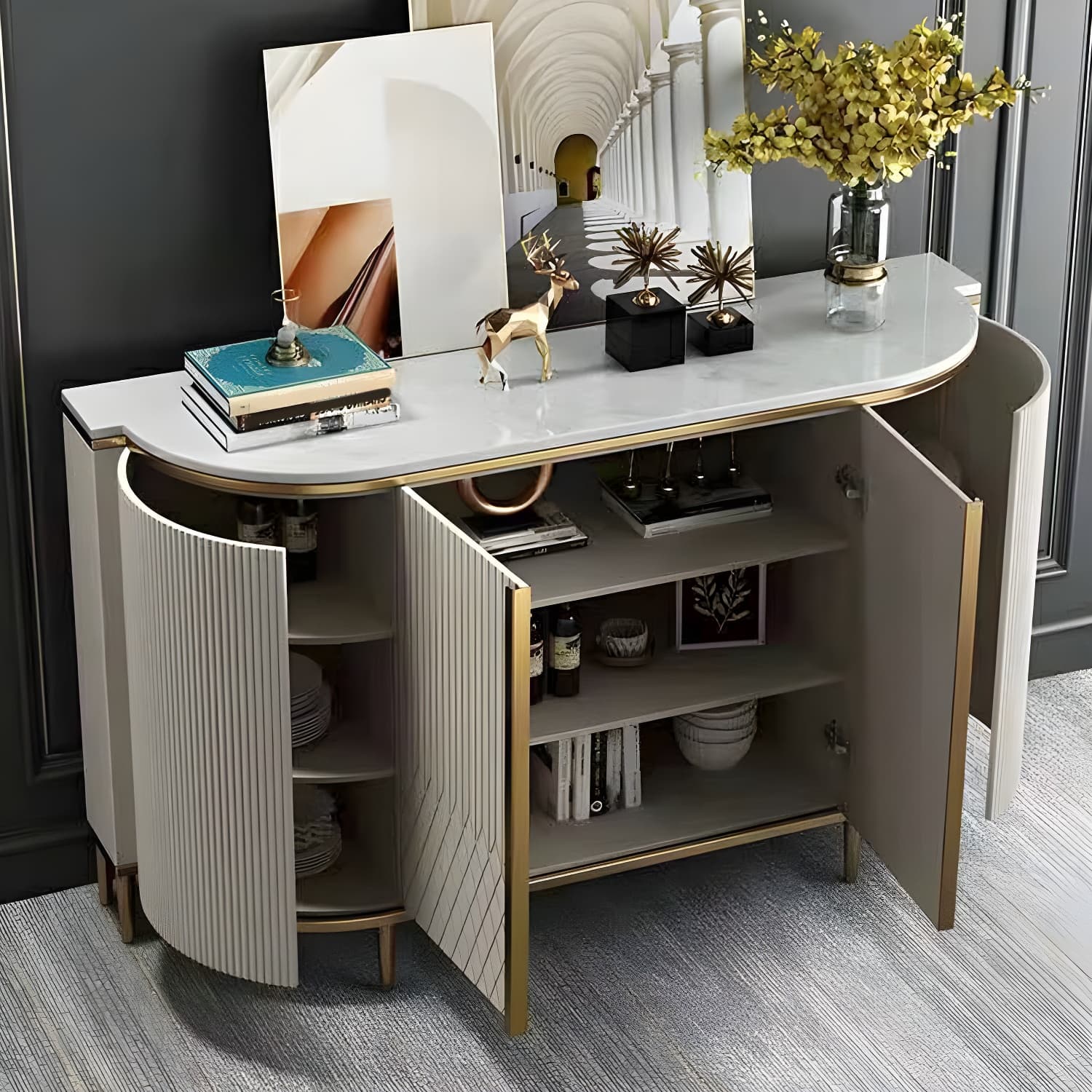 Marble Sideboard Modern & Contemporary Side Board with Cabinets - image 16