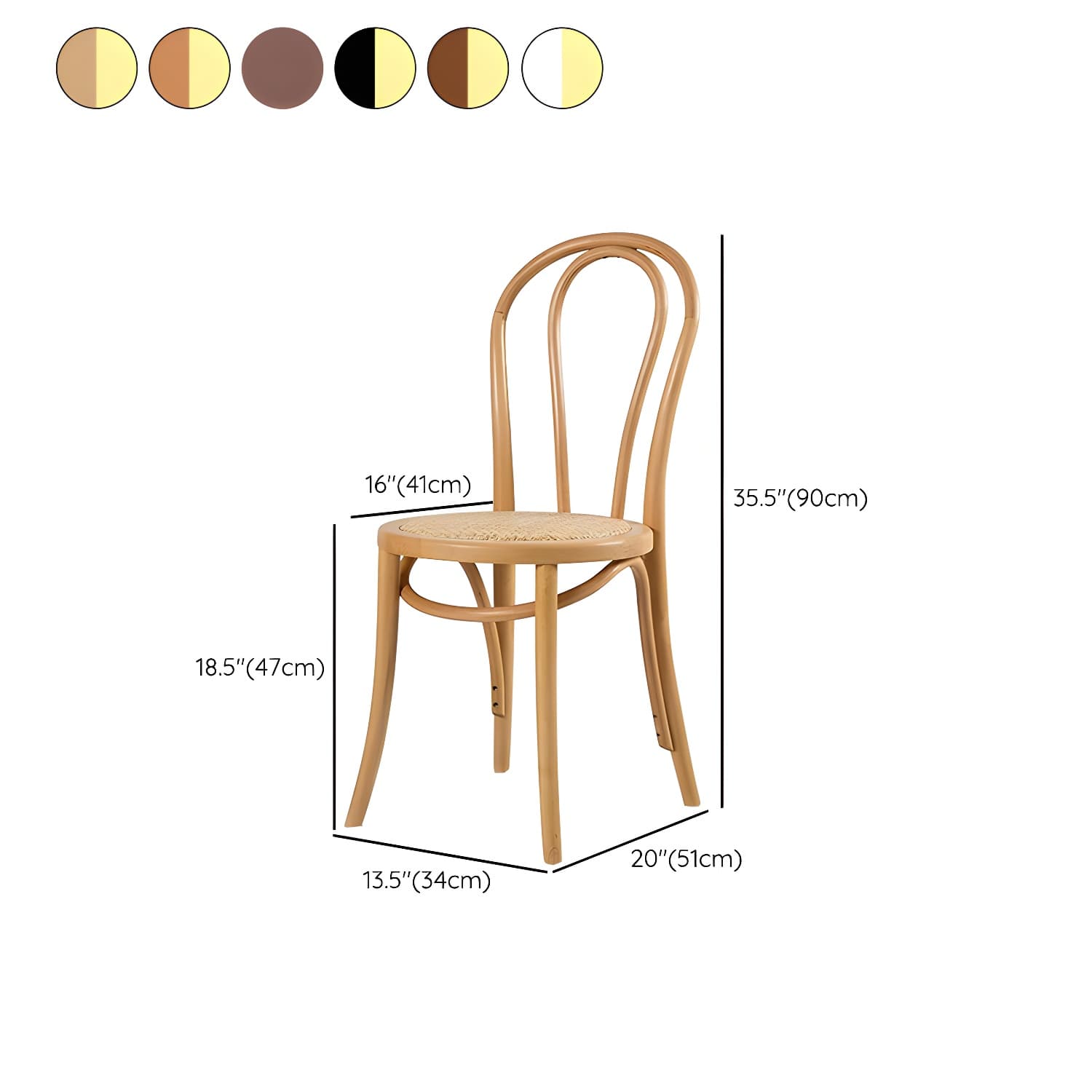 Modern Open Back Side Chair with Beech Wood Legs for Kitchen & Dining - Non-Upholstered thumbnail 28