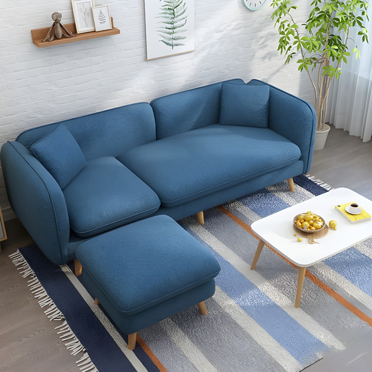 Modern Linen Tuxedo Arm Standard Sofa with Bolster Pillows for Living Room thumbnail 16