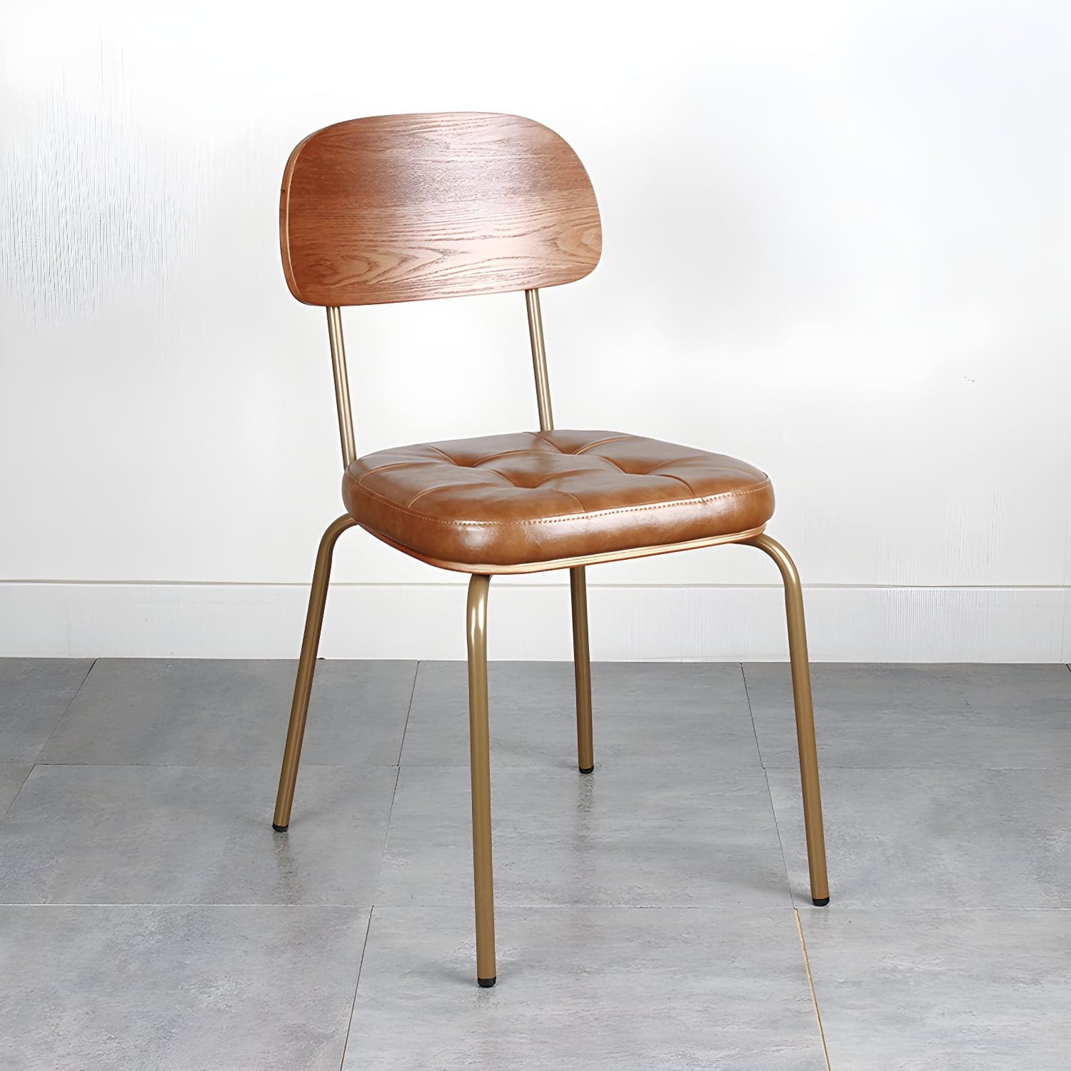 Industrial Style Leather Dining Side Chair Dining Room Open Back Side Chair Set thumbnail 5