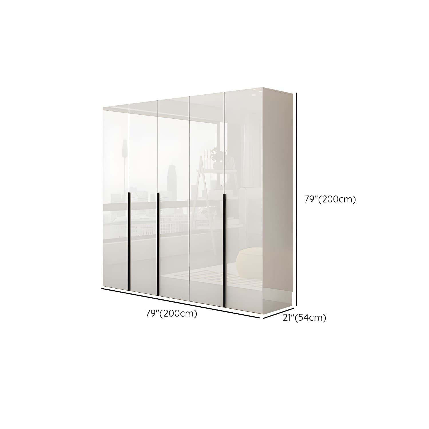 Hinged Wardrobe Armoire with Shelves White Wardrobe Closet for Home thumbnail 15