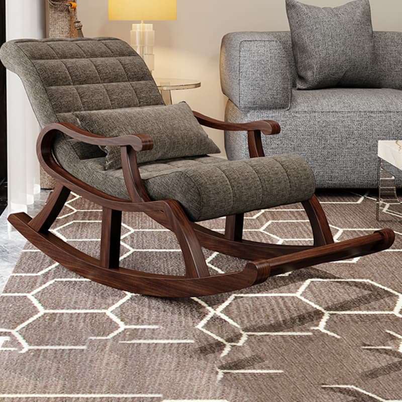 Stylish Modern Upholstered Rocking Chair with Brown Wood Legs and Track Arms thumbnail 14