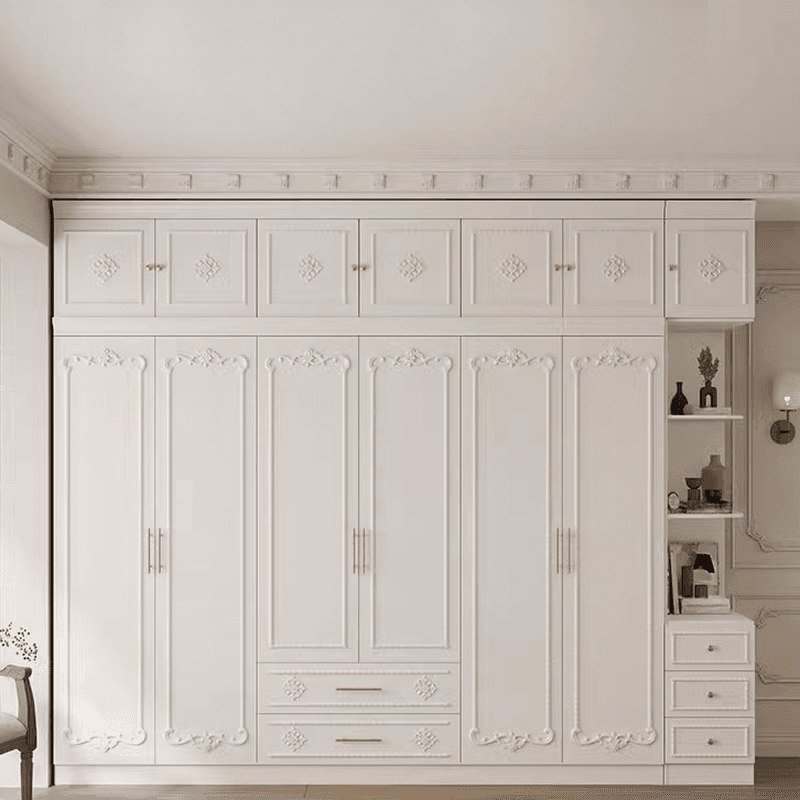 White Simple Timber Wardrobe Closet Soft Close Drawer Soft Close Door Interior Shelves