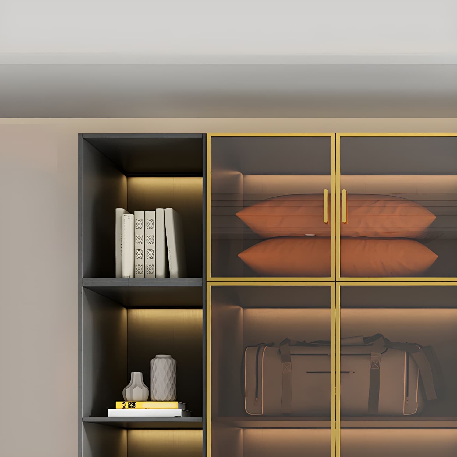 Modern Glass Wardrobe Wardrobe Armoire Wardrobe Cabinet for Home thumbnail 6
