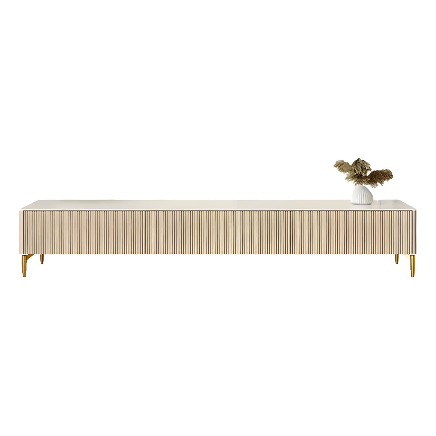 Modern Stone TV Stand with Drawers and Soft Close Glides featuring Cable Management thumbnail 2