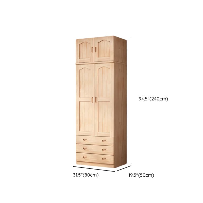 Modish Natural Color Reclaimed Wood Wardrobe Armoire with Soft Close Drawer, Soft Close Door thumbnail 15