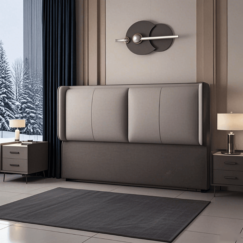 Simplistic Style Wingback Headboard in Pine Wood with No Distressing, Rectangular Shape for King/Queen/Full Bed, Featuring Sponge Upholstery and Standard Height thumbnail 2