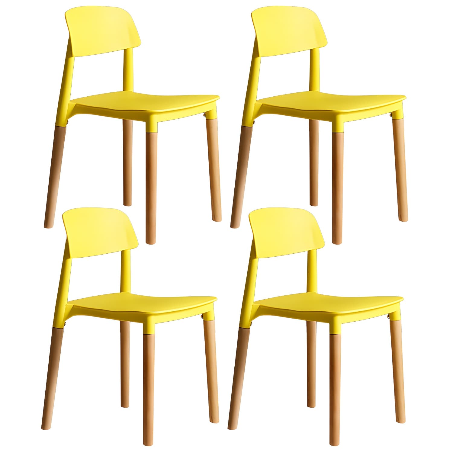 Scandinavian Home Side Chair Open Back Wood Legs Dining Room Chair Set thumbnail 8