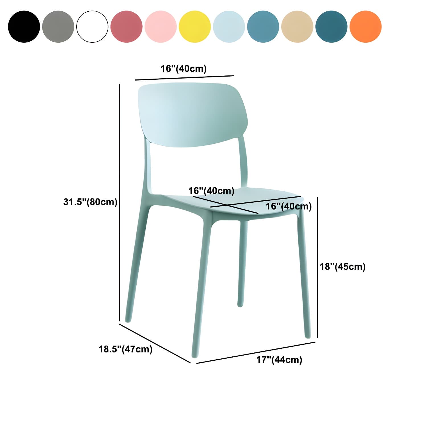 Scandinavian Stackable Armless Dining Chairs Plastic Open Back Dining Side Chair thumbnail 27