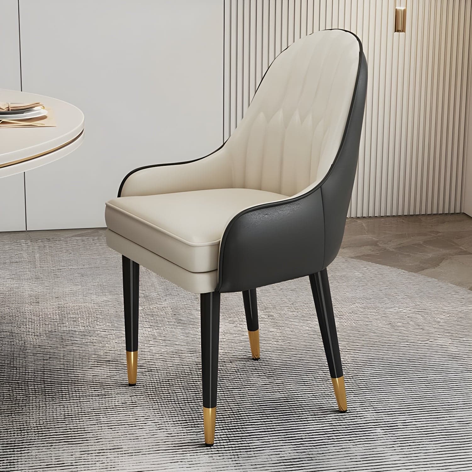 Glam Arm Chair with Upholstered Faux Leather, Solid Back, and Metal Legs thumbnail 2