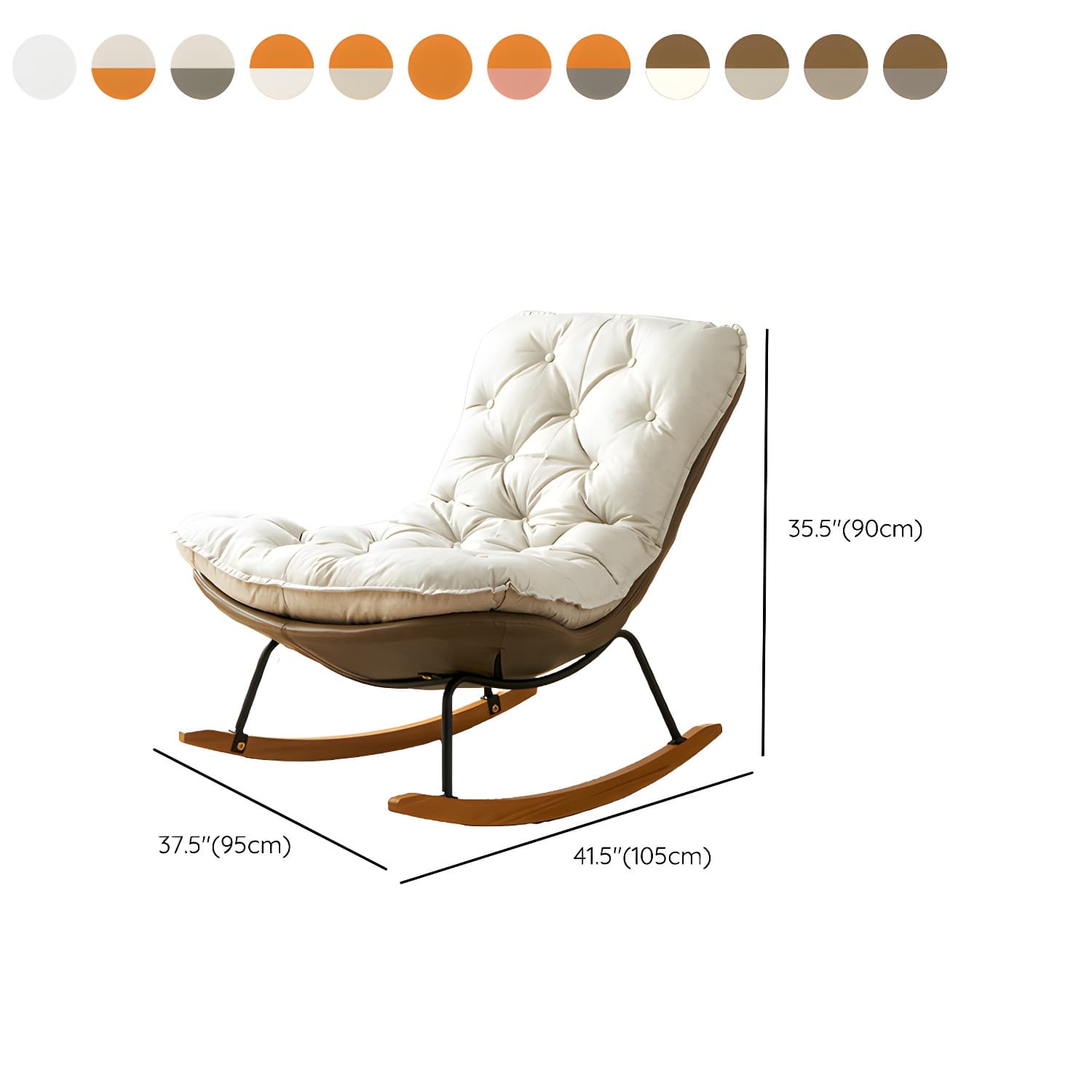 41" Wide Upholstered Button-Tufted Rocking Accent Chair with Legs thumbnail 15