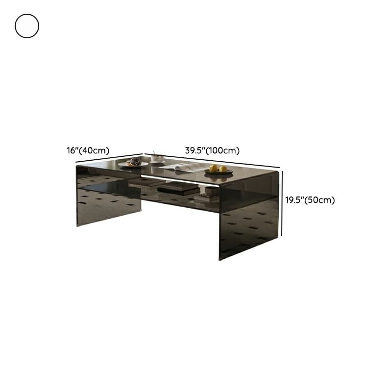Rectangular Glass Modern Coffee Table with Transparent Top and Sleek Glass Base thumbnail 25