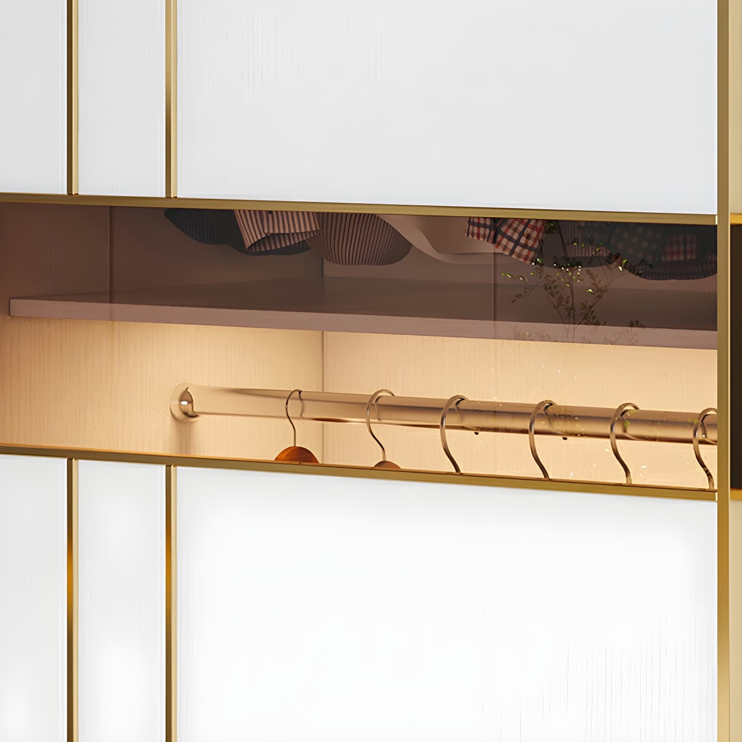 Modern White Wardrobe Armoire with Mirror, Drawers & Clothing Rod thumbnail 9