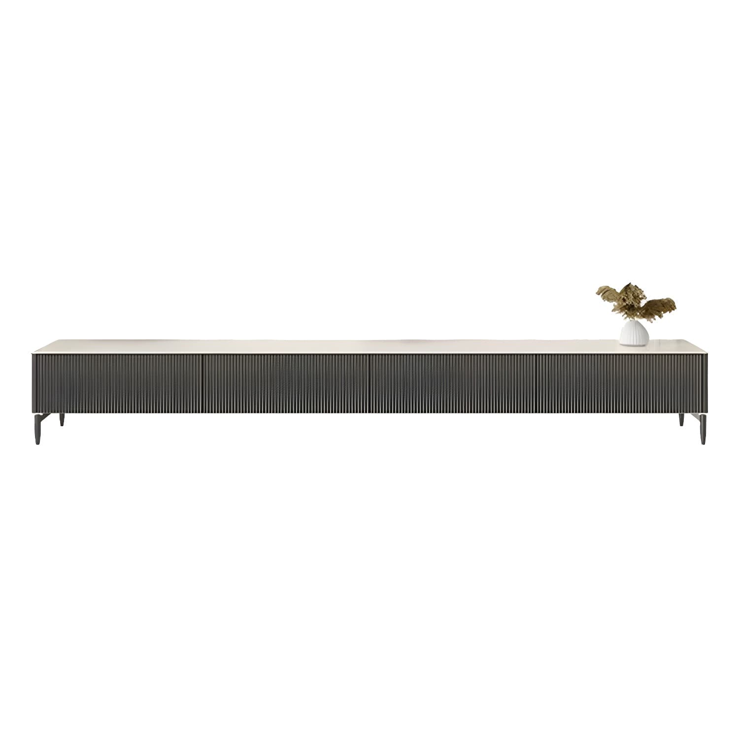 Modern Stone TV Stand with Drawers and Soft Close Glides featuring Cable Management thumbnail 7