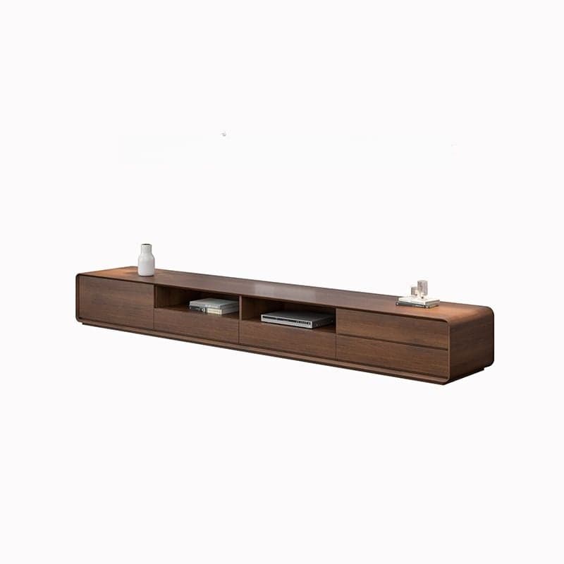 Wooden TV Stand with Shelf, 4 Drawers, Closet, Cable Management, and Open-air Storage thumbnail 4