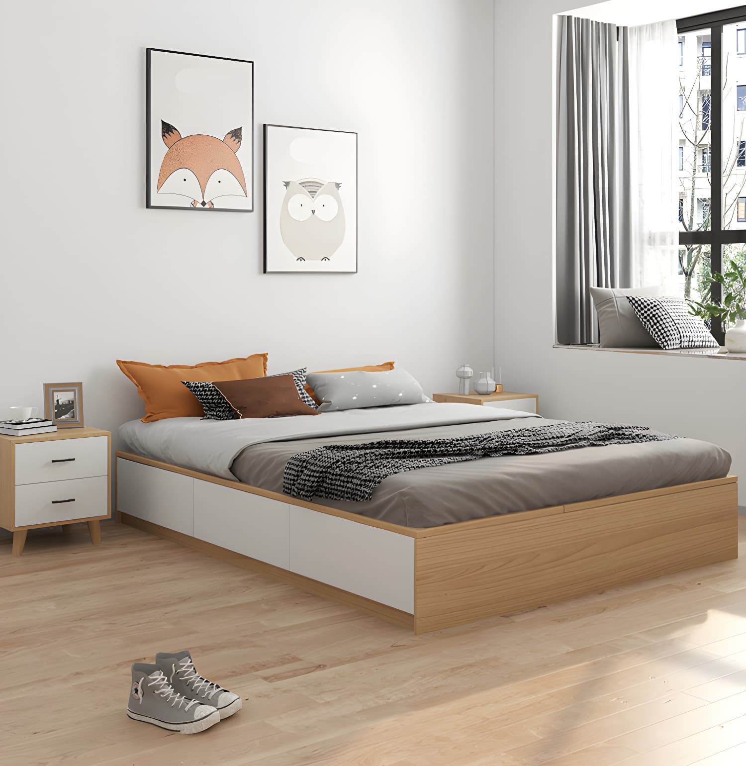 Contemporary Natural Wood Mattress Included Lift Up Storage Bed Frame thumbnail 1