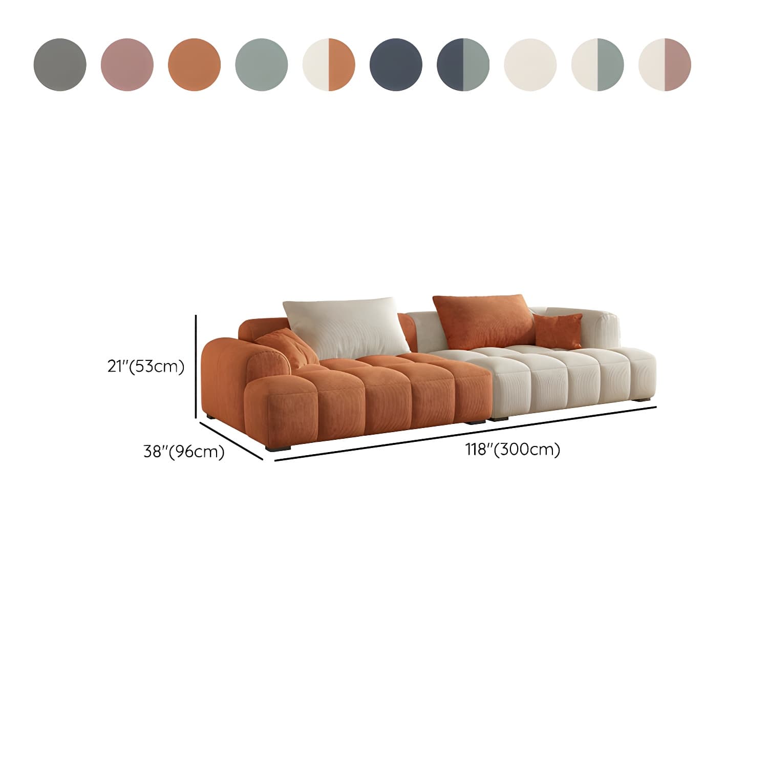 24.8" High Sofa with Tight Back Square Arm Corduroy for Apartment thumbnail 24