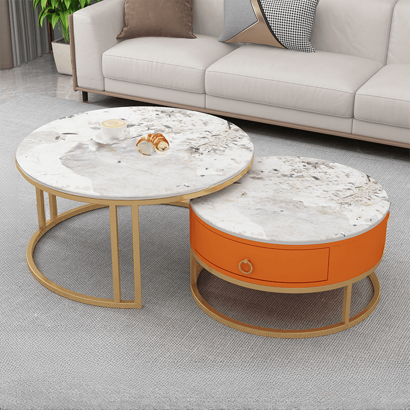 Nested Coffee Table with Rounded Top and Structured Base for Foyer Use thumbnail 2