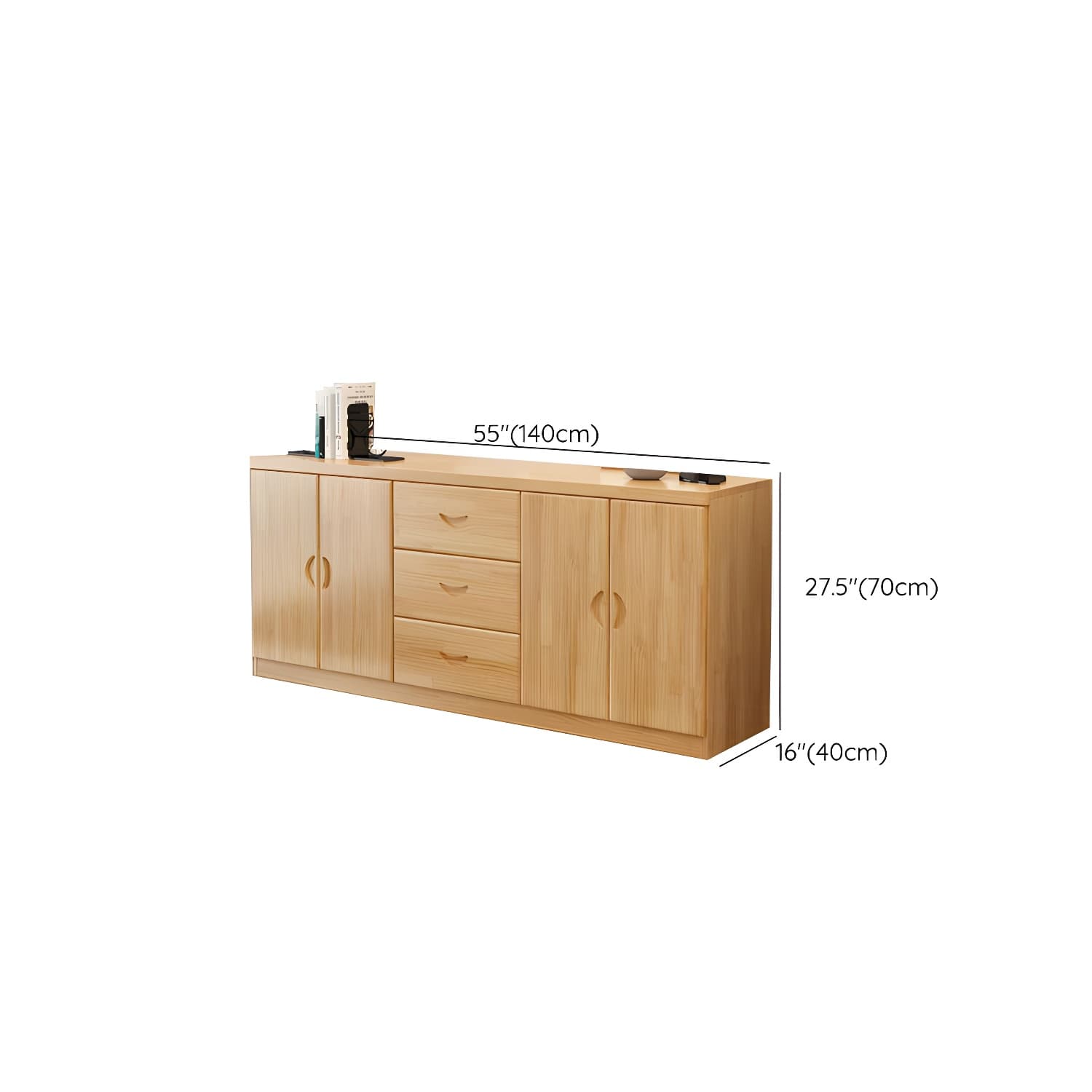 16" Wide Pine Wood Sideboard Table with Doors and Drawers for Living Room thumbnail 18