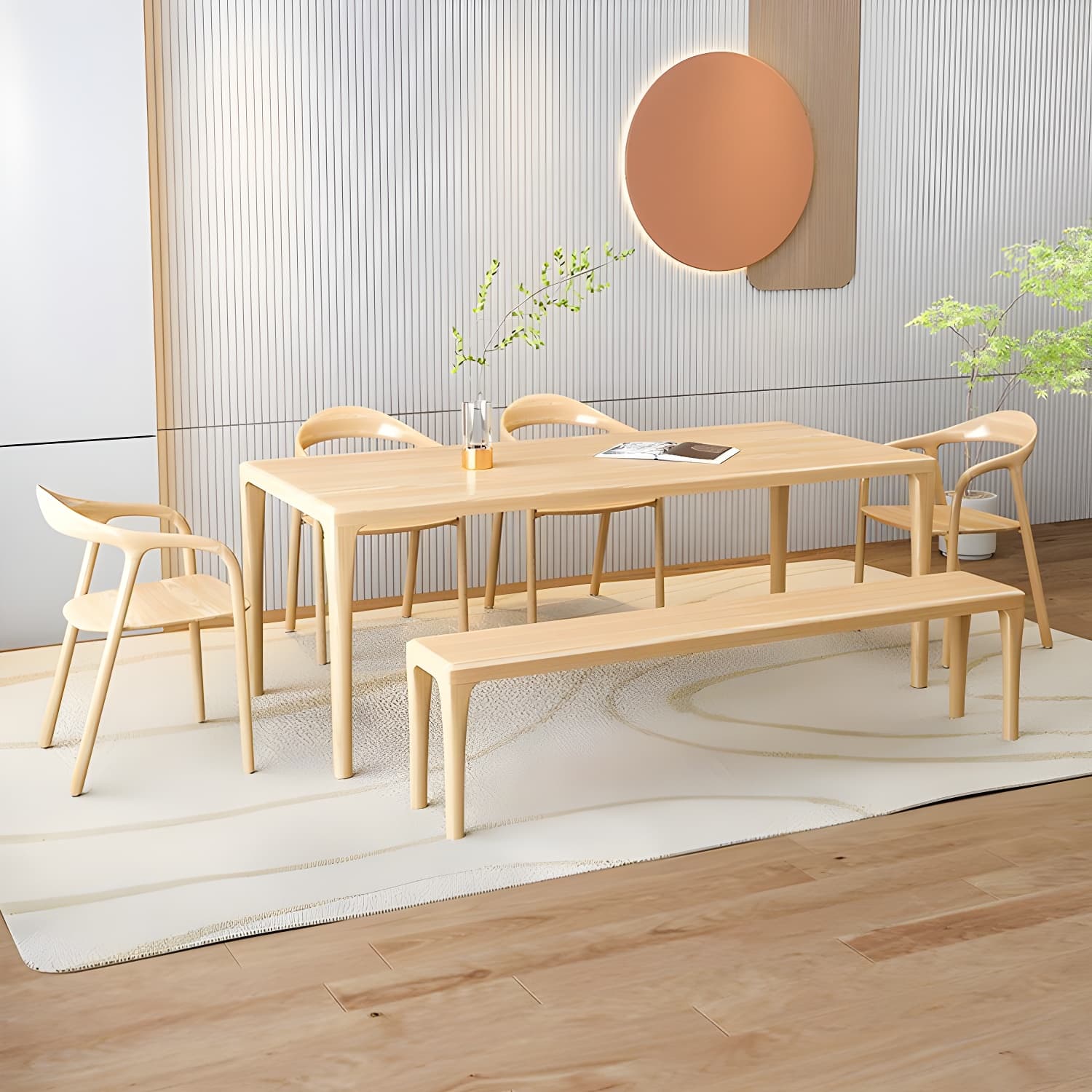 Modern Rectangle Wood Dining Table 1/5/6/7 Pieces Dining Set for Dining Room thumbnail 1