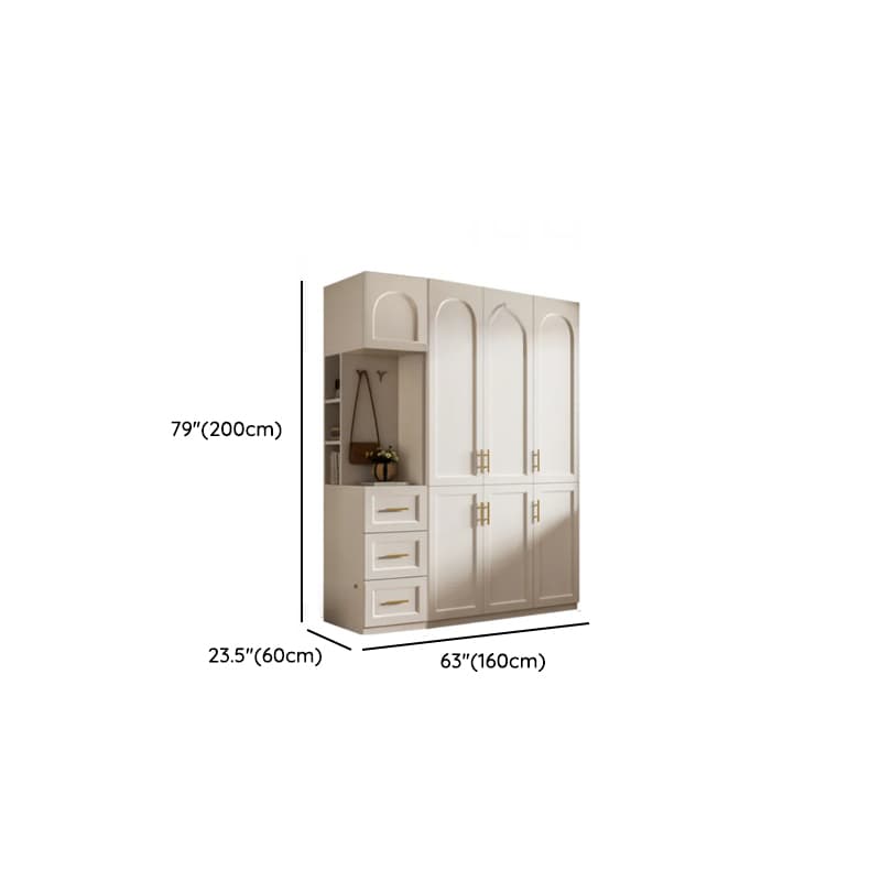 Chalk Modish Laminate Wardrobe Closet with Soft Close Drawer, Soft Close Door, Interior Shelves, and Clothing Rod thumbnail 16