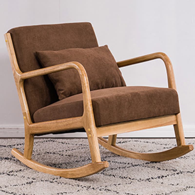 Modern Upholstered Rocking Chair with Natural Wood Legs and Recessed Back Cushion thumbnail 12