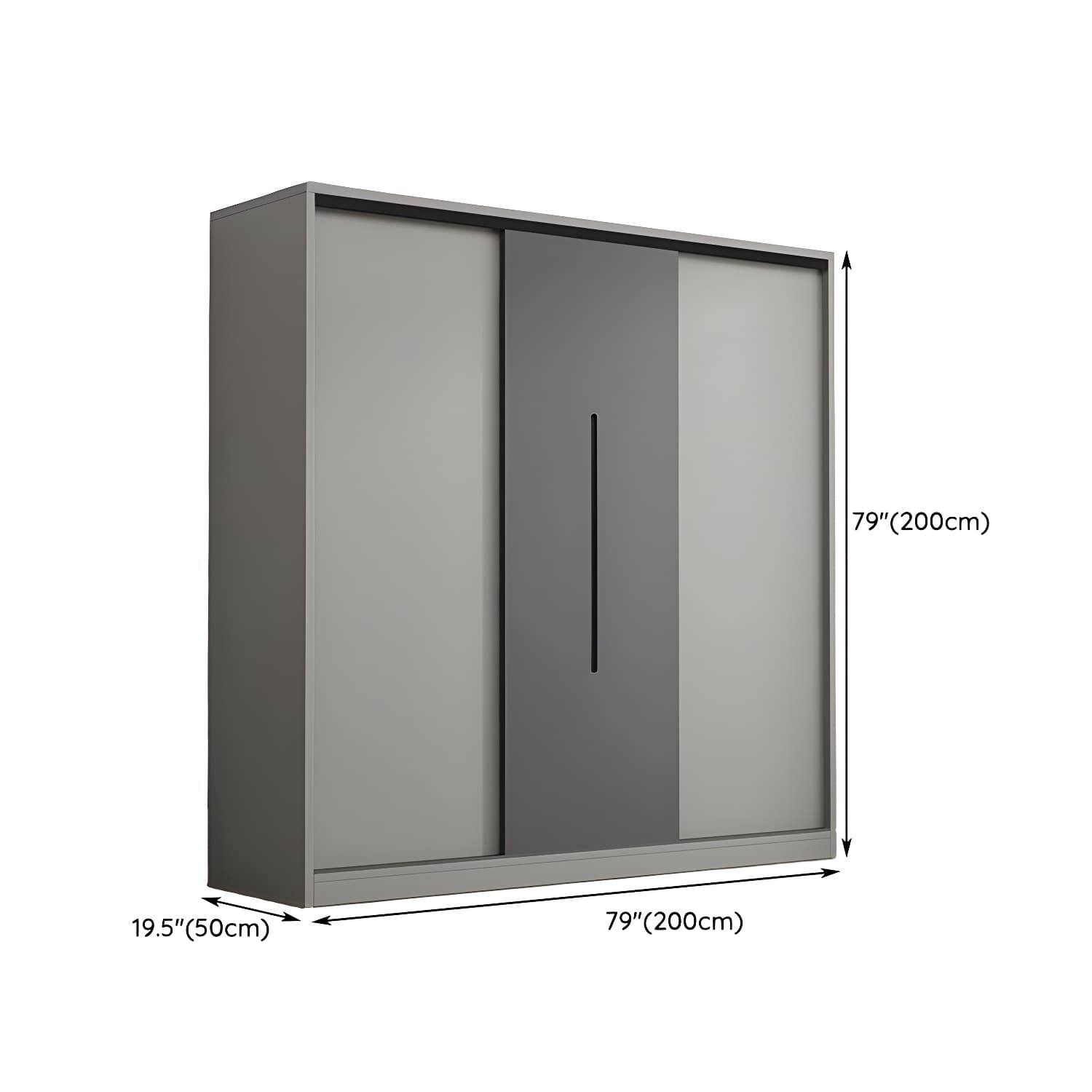 Contemporary Wood Grey Cloth Rod Included Wardrobe with Shelves thumbnail 17