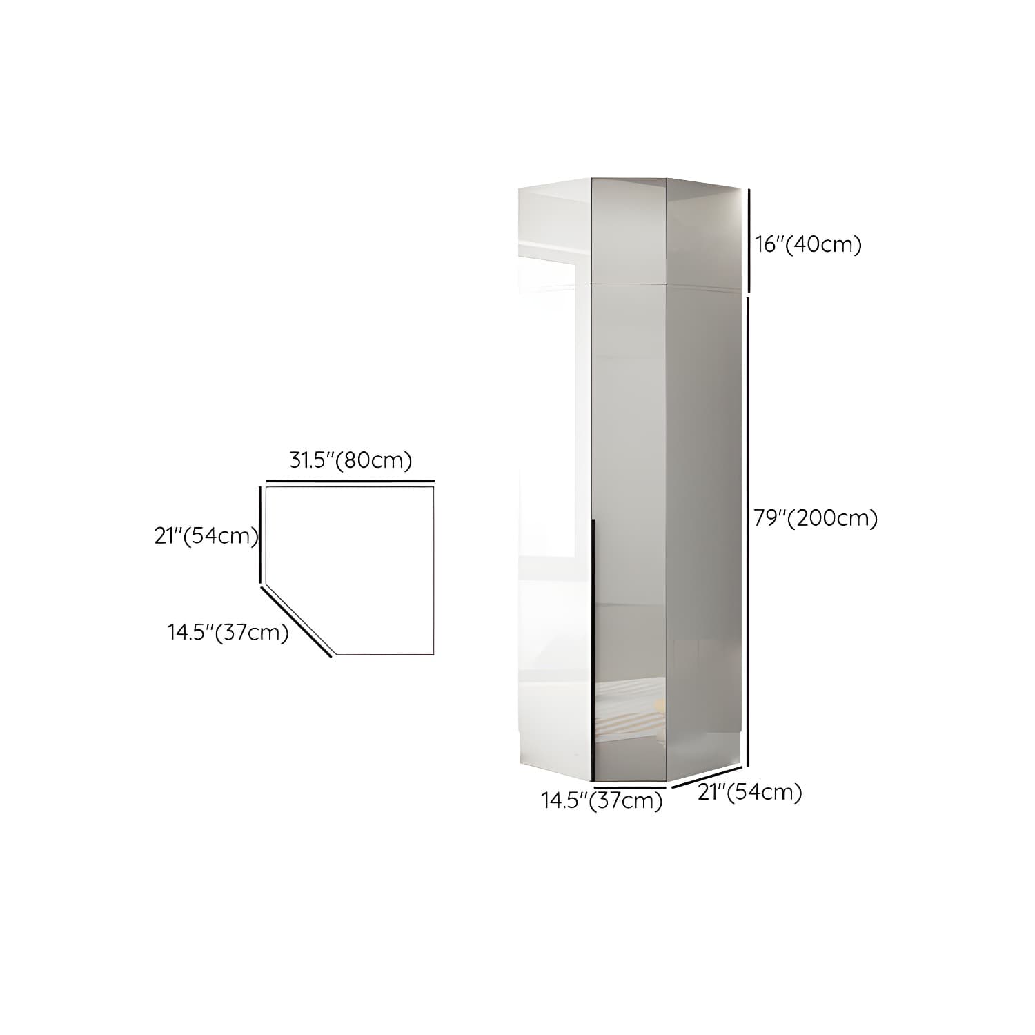 Hinged Wardrobe Armoire with Shelves White Wardrobe Closet for Home thumbnail 32