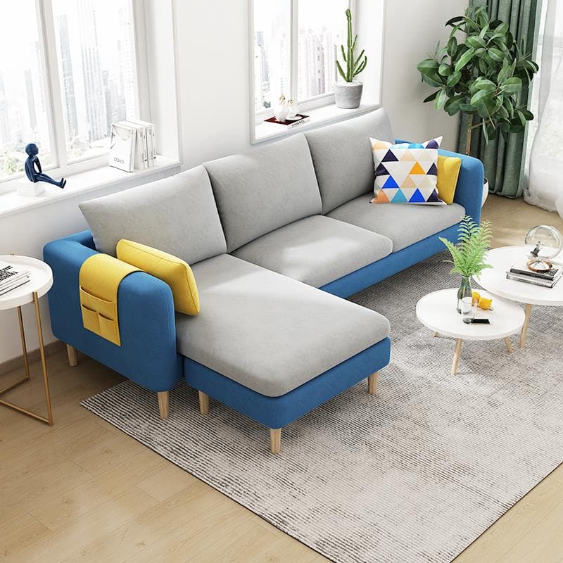 Simple L-Shape Reversible Sponge Cushioned Sofa Recliner 3 Person with Pillow Back & Square Arm thumbnail 8