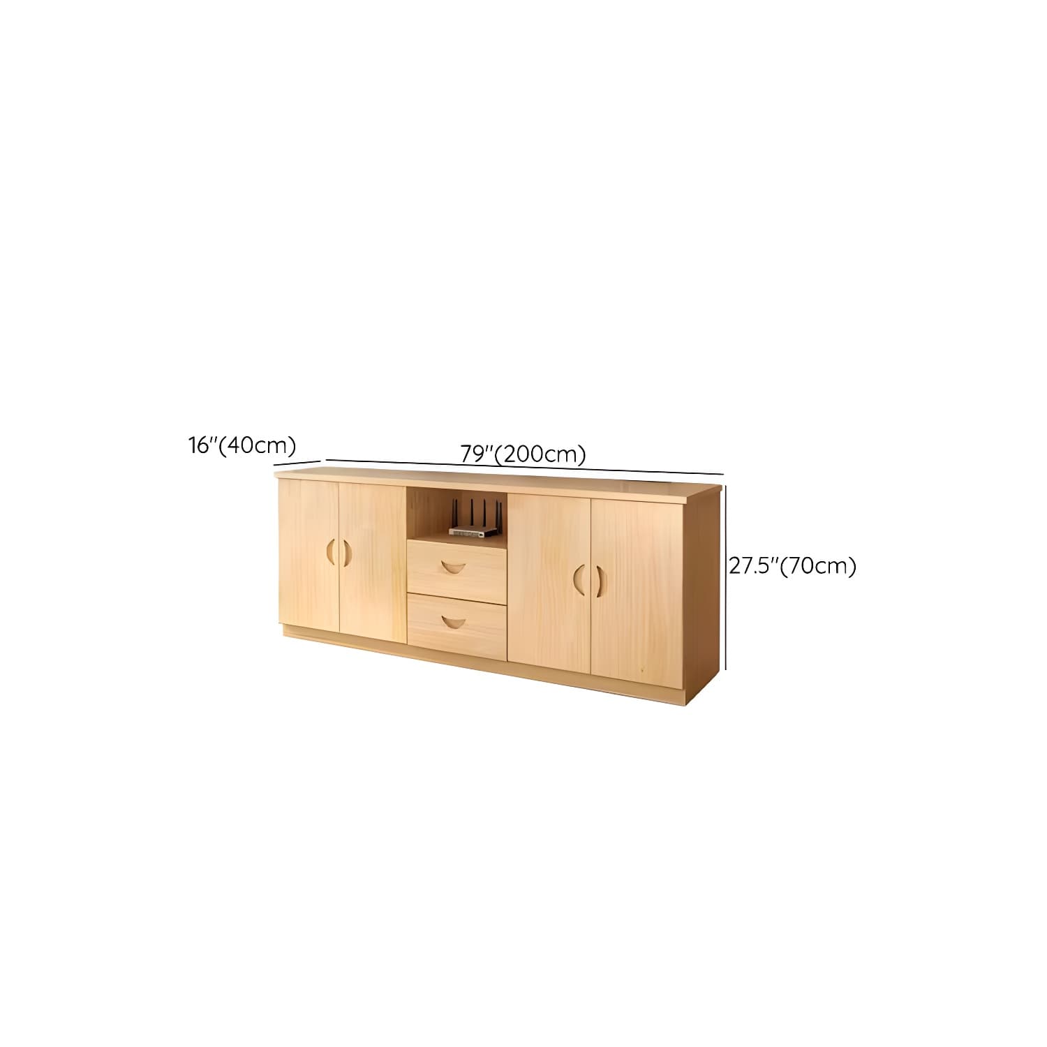 16" Wide Pine Wood Sideboard Table with Doors and Drawers for Living Room thumbnail 15