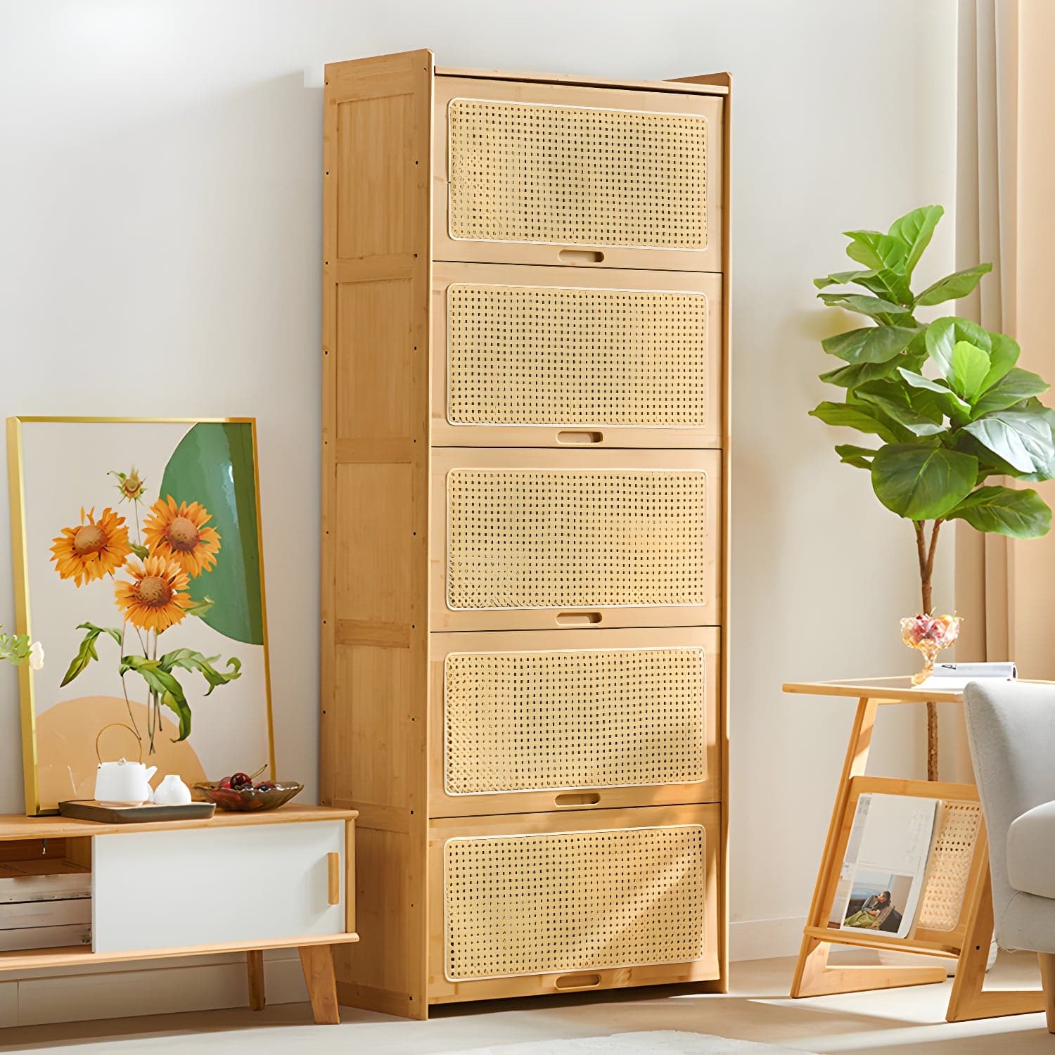 Minimalistic Solid Wood Accent Cabinet Rectangle Storage Cabinet thumbnail 3