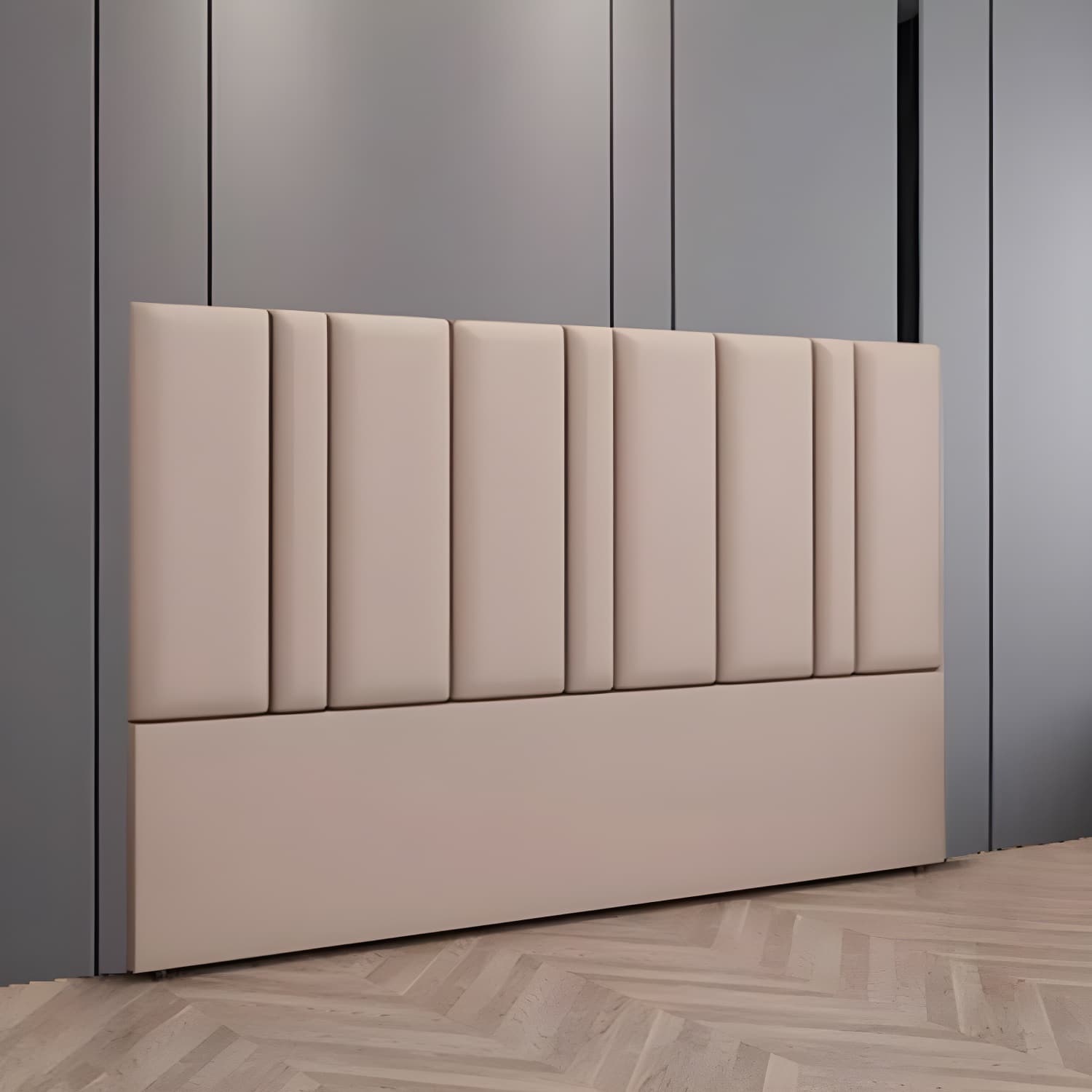 Stylish Upholstered Panel Headboard with Wood Legs and Modern Rectangular Design thumbnail 4