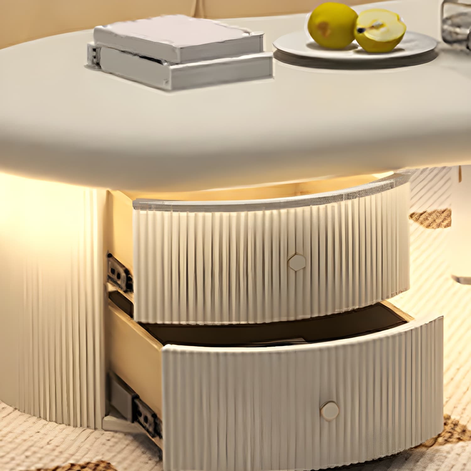 Nordic Irregular Coffee Table in White of 15.7" H with Acrylic Legs thumbnail 8