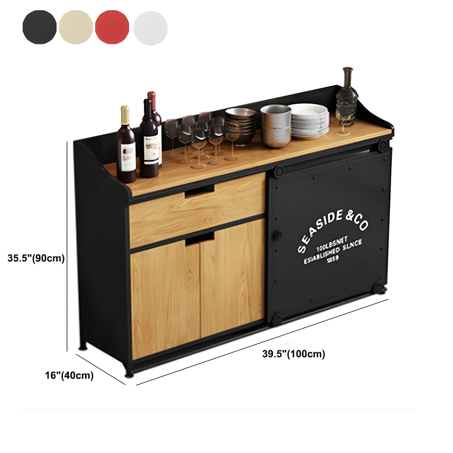 Modern Style Side Board Metal Sideboard with Sliding Door for Kitchen - image 15