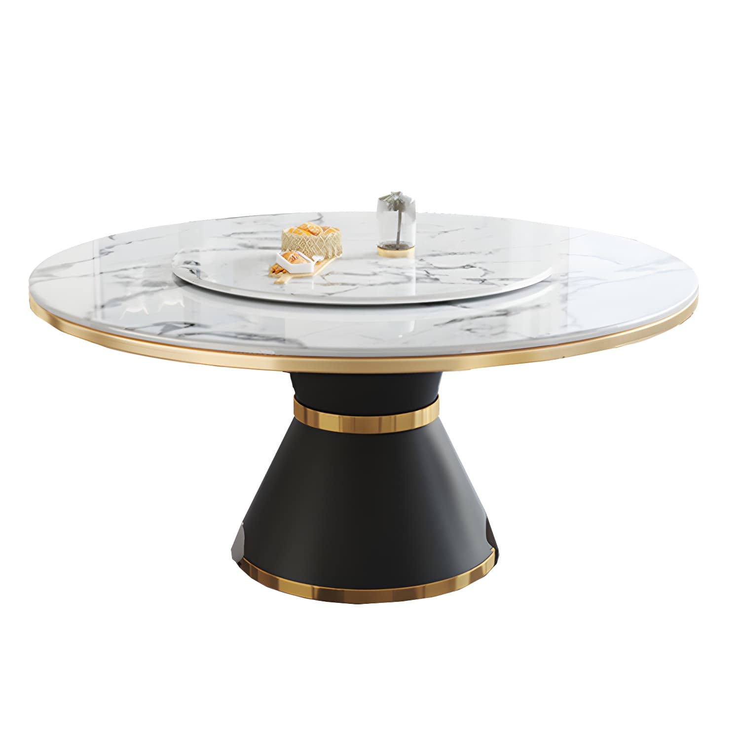 Modern Dining Set 1/5/7 Pcs Round Marble Dining Table and Upholstered Chairs thumbnail 5