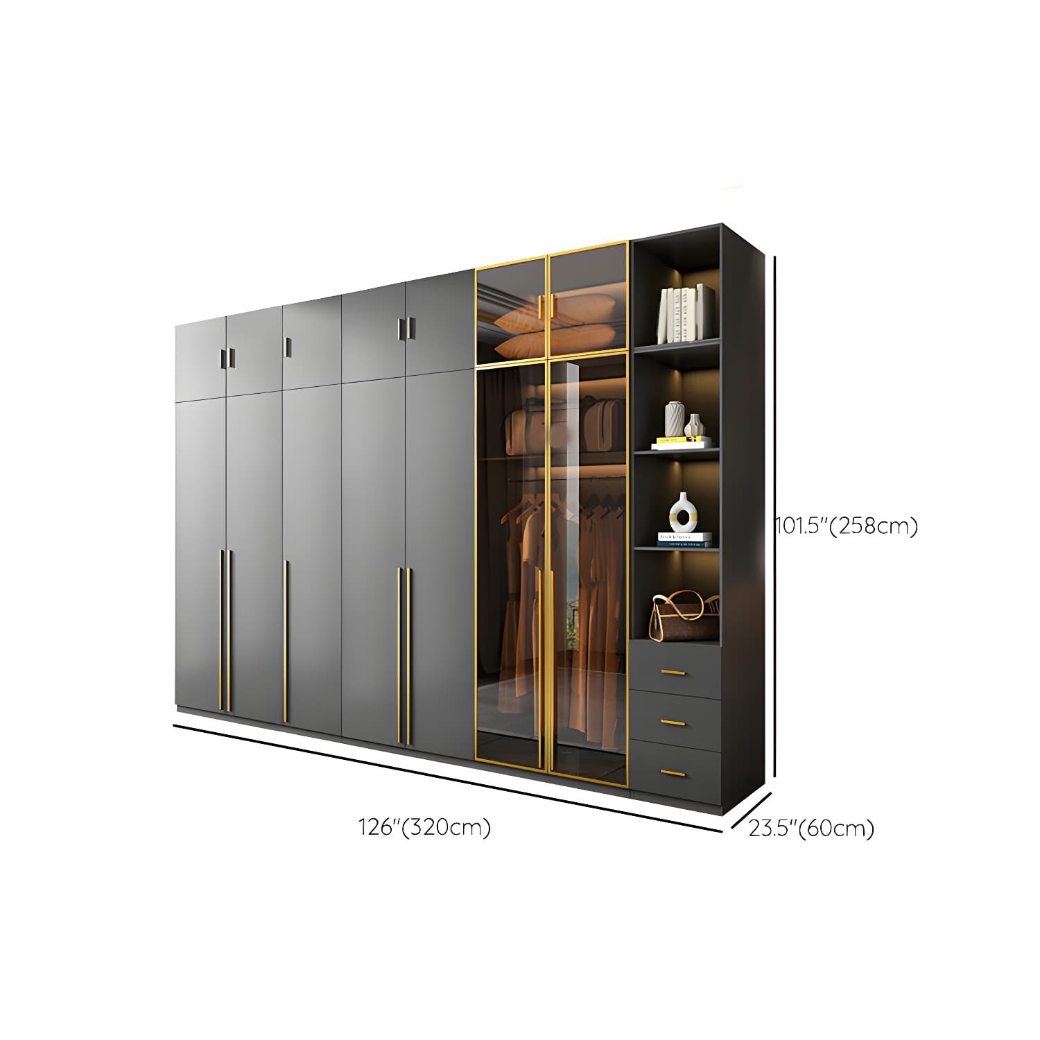 Modern Glass Wardrobe Wardrobe Armoire Wardrobe Cabinet for Home thumbnail 37