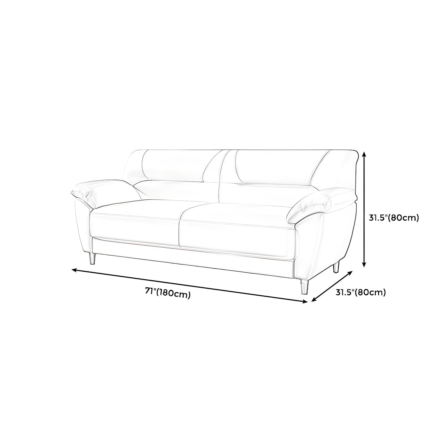 Leather Modern 2/3-seat Pillow Top Arm Sofa 70.87"/55.12" W Sewn Pillow Back Sofa thumbnail 19
