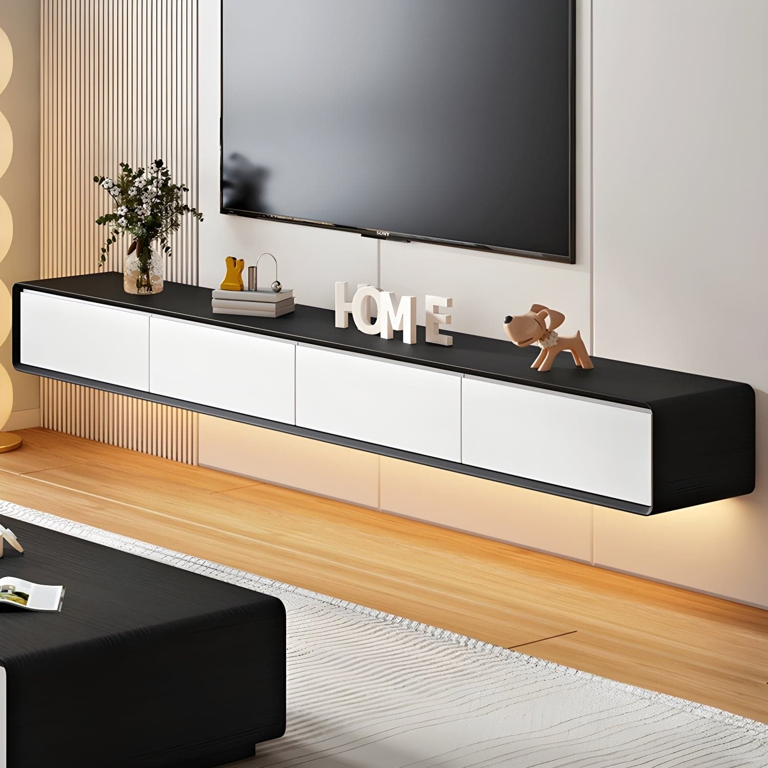 Modern Floating 2-Drawer TV Cabinet with Cable Management for Living Room thumbnail 3