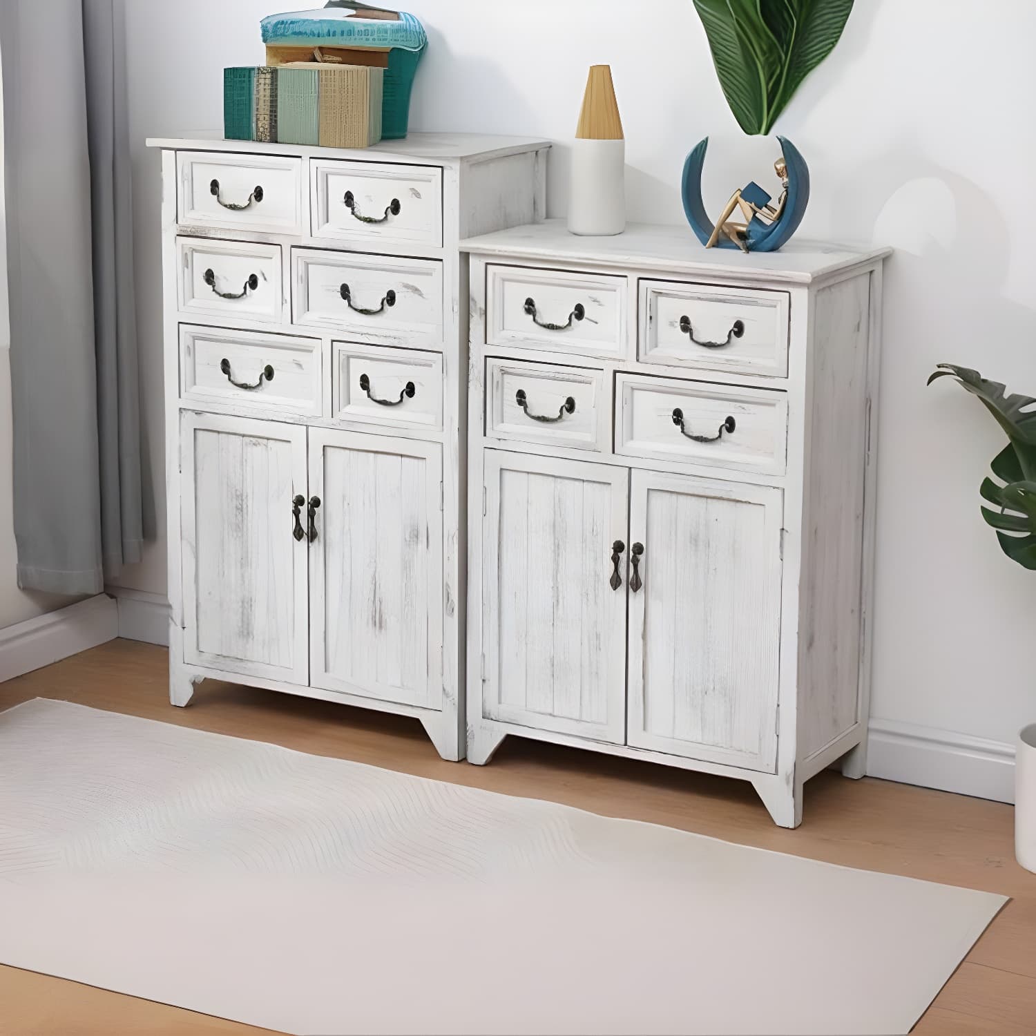 23.6'' Wood 1 Cabinet with Drawers Traditional Accent Cabinet in Distressed Finish thumbnail 8