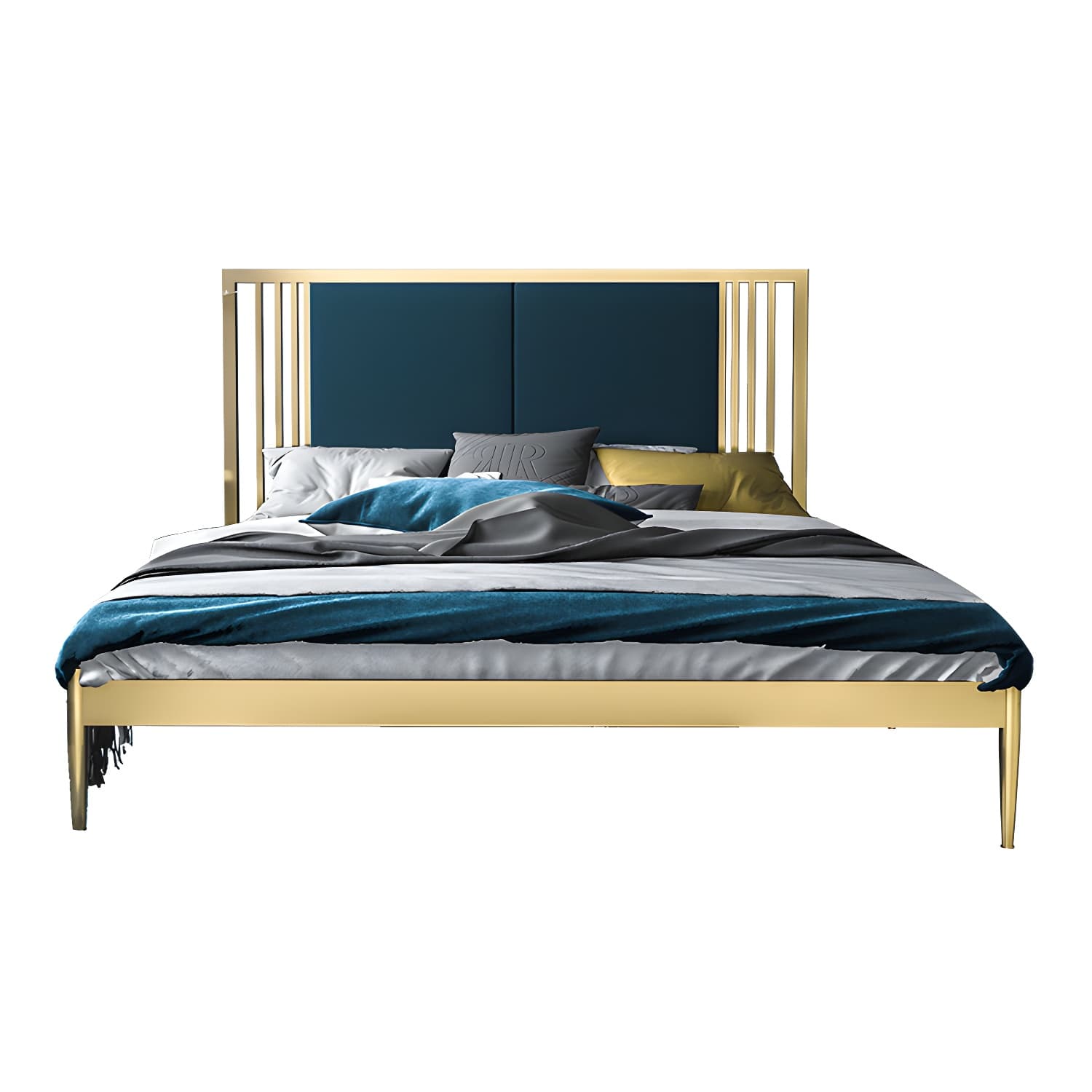 Metal Open-Frame Bed Contemporary Standard Bed with Custom Gold Legs thumbnail 7