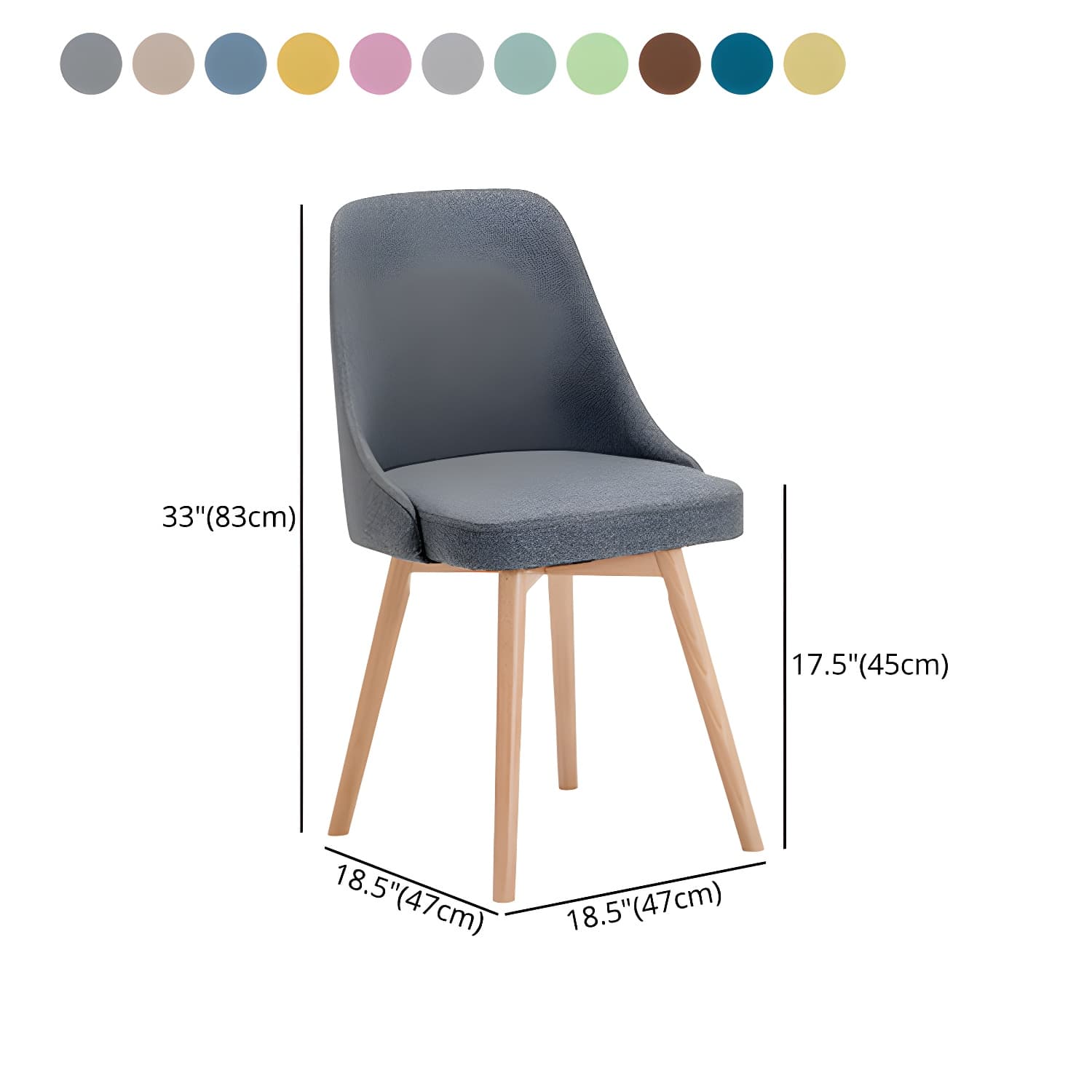 Upholstered Armless Dining Chairs Scandinavian Side Dining Chairs with Wood Legs thumbnail 23