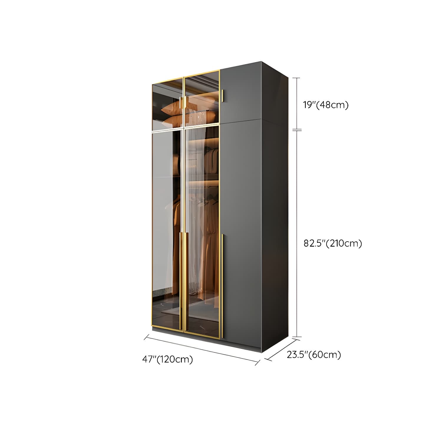 Modern Black Wood Wardrobe Armoire with Soft-Close Drawers & Clothing Rod thumbnail 20
