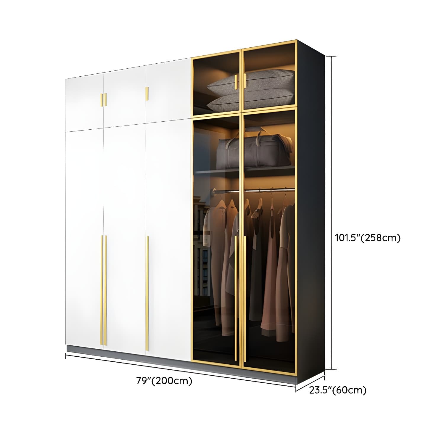 Contemporary Color Block Glass Doors Combination Armoire with Shelves Storage thumbnail 21