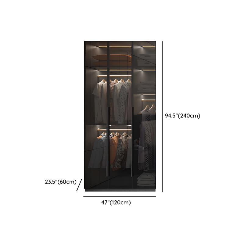 Midnight Black Unattached Lumber Armoire Cabinet with Soft Close Door, Interior Shelves, Clothing Rod and Soft Close Drawer thumbnail 19
