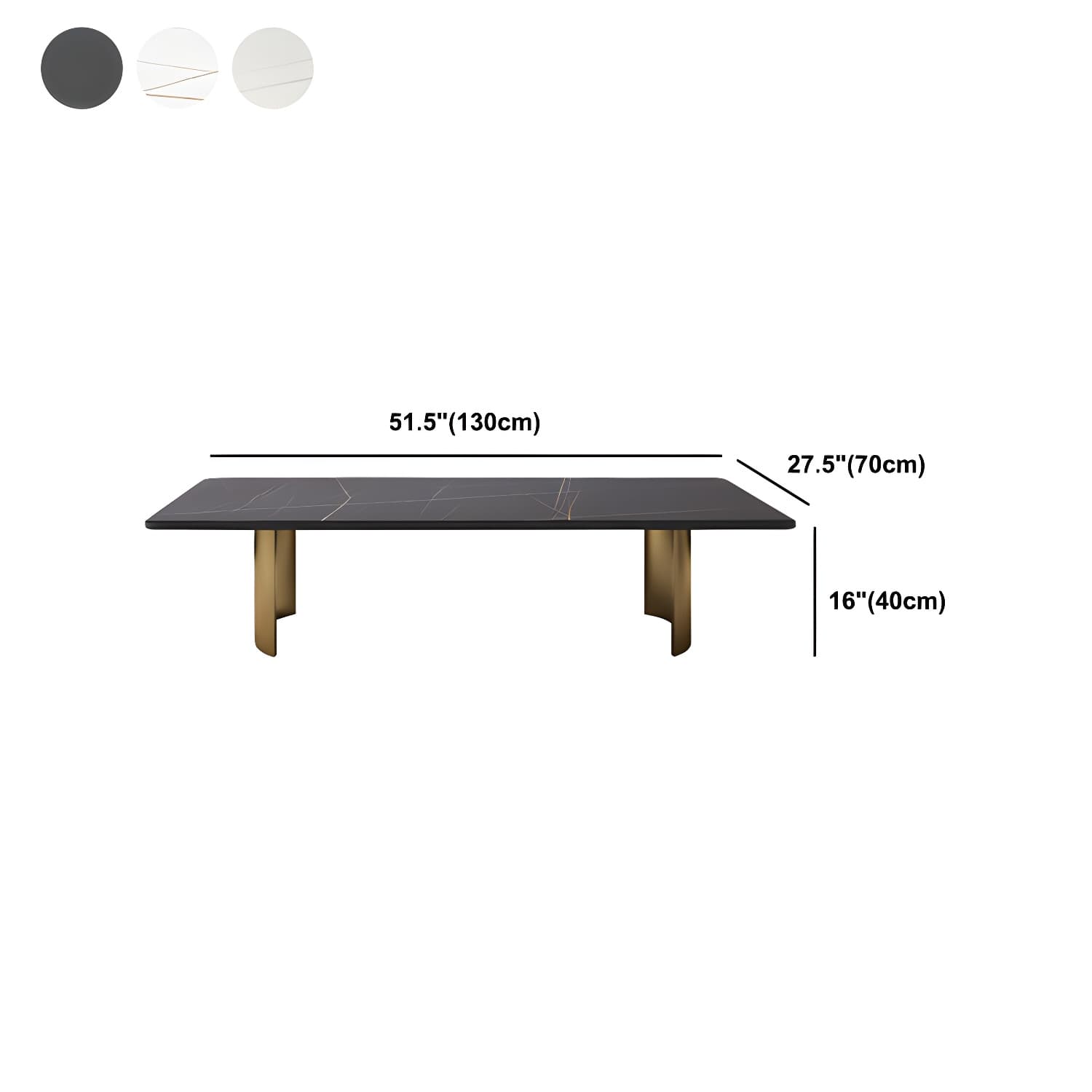 Glam 15.7" H Rectangle Slate Coffee Table Steel 2 Legs Cocktail Table thumbnail 15