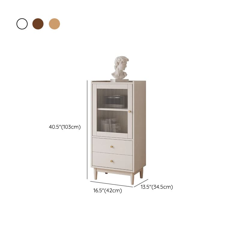 Scandinavian Solid Wood Accent Cabinet with Glass Door, 1 Cabinet and 2 Drawers for Living Room thumbnail 11