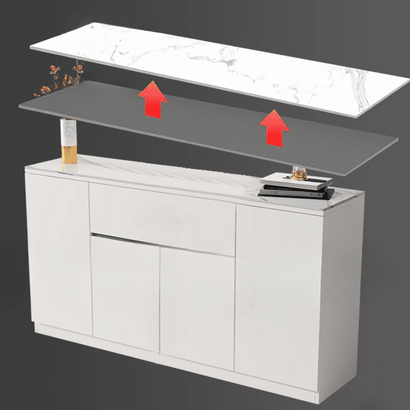 Standard/Wide Modish Adaptable Shelf Sideboard with Pantry Hutch and Sintered Stone Countertop, 3 Drawers/2 Drawers/Single Drawer & 3 Doors/4 Doors thumbnail 4