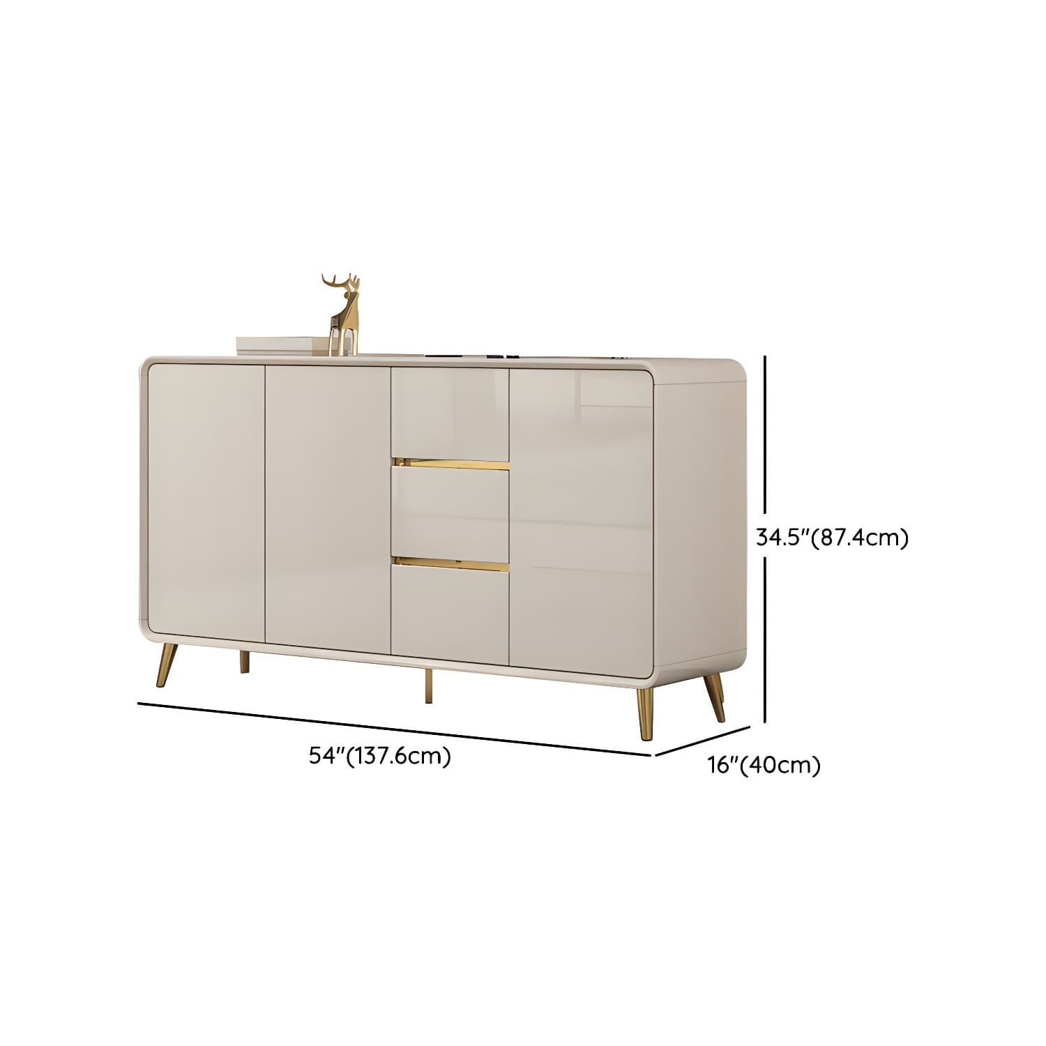 White Glam Sideboard Credenza with Adjustable Shelving and 3 Drawers thumbnail 21