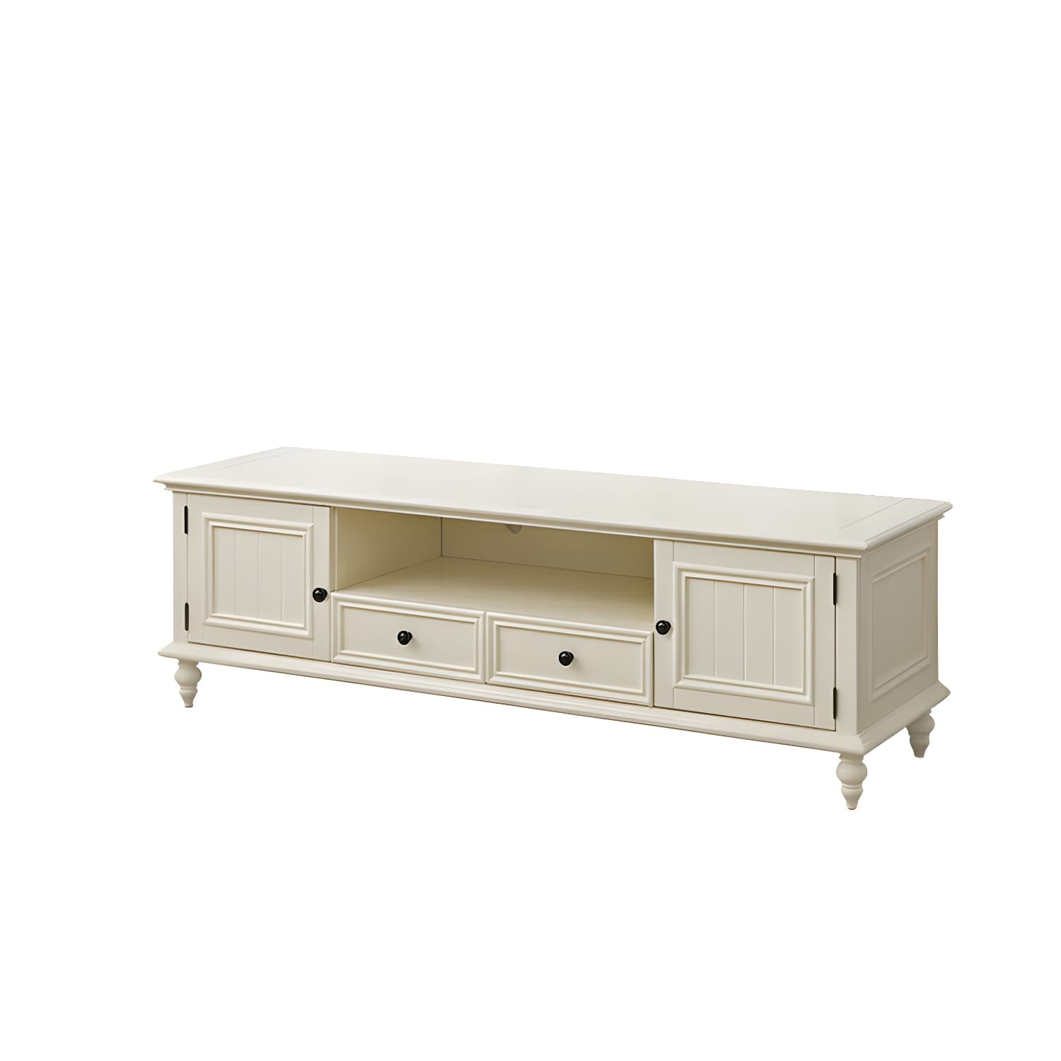 Modern Wood TV Stand with Open Storage & Cabinet Included - Standard Height - 3 Cabinets - With Legs thumbnail 7