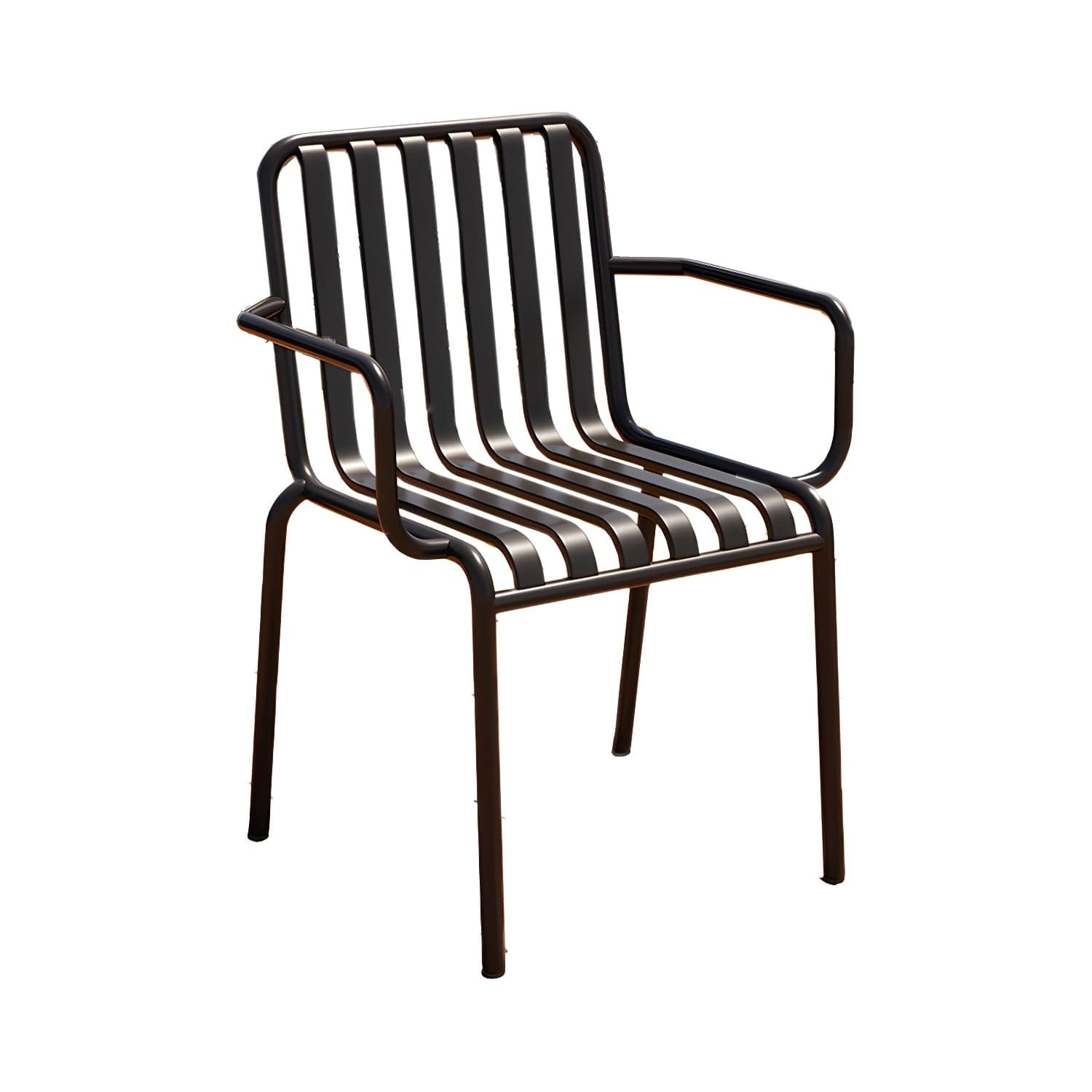 Contemporary Metal Patio Dining Side Chair Slat Back Side Chair thumbnail 6